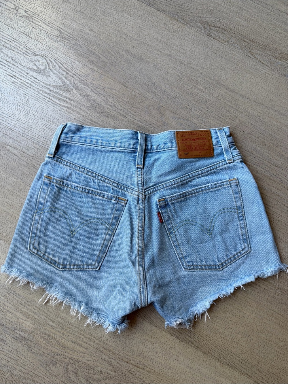 Levi's Light Blue Distressed High-Waist Cutoff Shorts - Picture 2 of 7